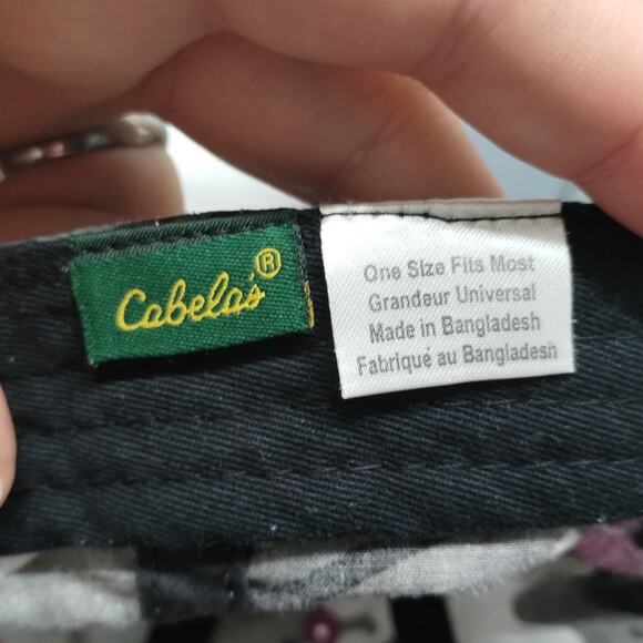 Cabela's Women's Black White Camo Pink Embroidered Spellout Adjustable Cap Hat - Picture 8 of 8